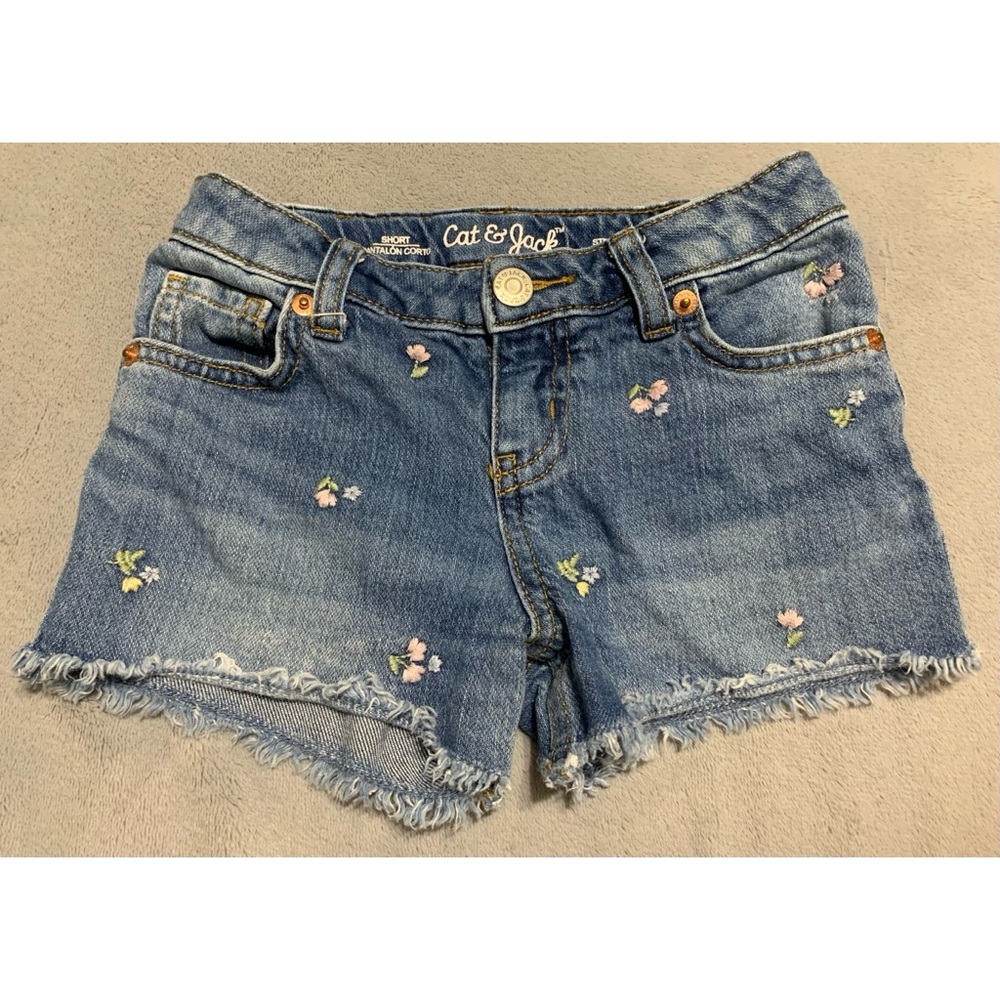 Cat & Jack Floral Embroidered Jean Shorts